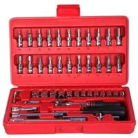 46-in-1 Precision Socket Wrench & Screwdriver Bit Set with Carrying Case – Chrome Vanadium Steel, Universal Ratchet Handle, DIY Car & Home Repair Tool Kit