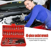 46-in-1 Precision Socket Wrench & Screwdriver Bit Set with Carrying Case – Chrome Vanadium Steel, Universal Ratchet Handle, DIY Car & Home Repair Tool Kit