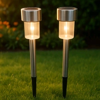 Solar-Powered Stainless Steel Garden Pathway Lights – Waterproof Outdoor LED Stake Lamps for Lawn, Driveway, Patio, Yard, and Landscape Decoration - Pack Of 2