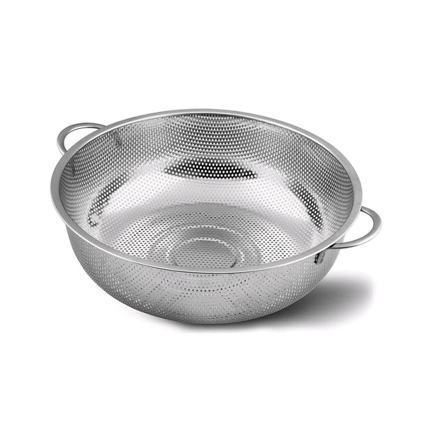Stainless Steel Colander with Handle, Large Metal Mesh Basket Strainer for Pasta, Spaghetti, Berry, Veggies, Fruits, Kitchen Food Colander, Safe (1 pc / 25.5 cm)