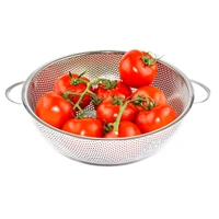 Stainless Steel Colander with Handle, Large Metal Mesh Basket Strainer for Pasta, Spaghetti, Berry, Veggies, Fruits, Kitchen Food Colander, Safe (1 pc / 25.5 cm)