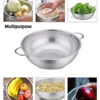 Stainless Steel Colander with Handle, Large Metal Mesh Basket Strainer for Pasta, Spaghetti, Berry, Veggies, Fruits, Kitchen Food Colander, Safe (1 pc / 25.5 cm)