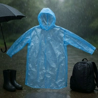 5 Pieces Ultra Lightweight Disposable Raincoat with Hood for Adults One-Time Use Emergency Waterproof Poncho for Travel
