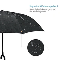 Plain design Windproof Upside Down Reverse Umbrella with C-Shaped Handle
