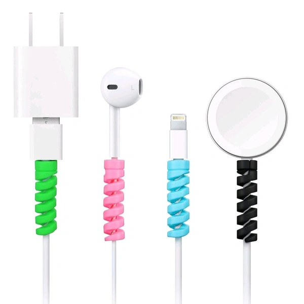 Spiral Charger Cable Protector Data Cable Saver Charging Cords Protective for All Universal Earphone & Cable Cover (Pack of 8)
