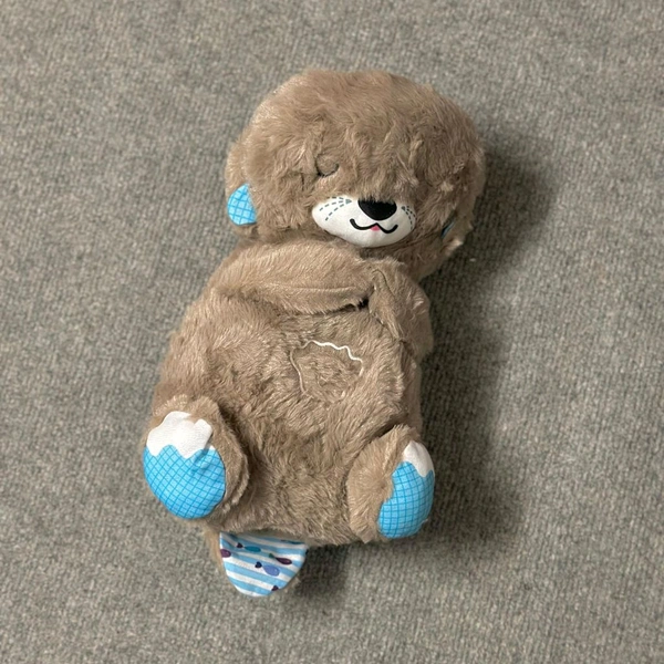 Portable Breathing Teddy Bear Soft Toy Plush Sound Machine, Baby Gift with Music, Lights & Breathing Motion Infant Toys for Newborns, Soft Breathing Stitch Teddy - Dark Brown