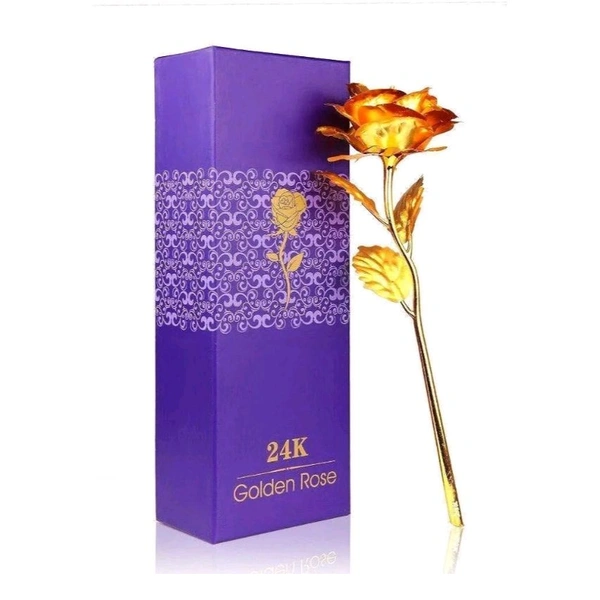 4K Artificial Golden Rose / Gold Red Rose with Gift Box (10 inches)