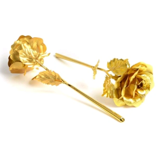 4K Artificial Golden Rose / Gold Red Rose with Gift Box (10 inches)