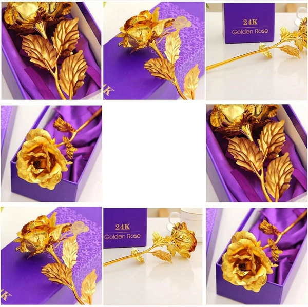 4K Artificial Golden Rose / Gold Red Rose with Gift Box (10 inches)