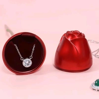 Metal Red Rose Couple Jewelry Box-Fancy Jewelry Box for Couple Jewelry Engagement / Wedding Box for Valentine's Day Anniversary, Proposal, Engagement, Wedding (1 Pc) 

