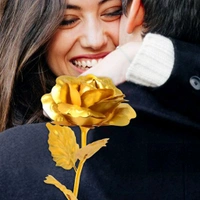 Luxury Decorative Gold Plated Artificial Golden Rose with Box