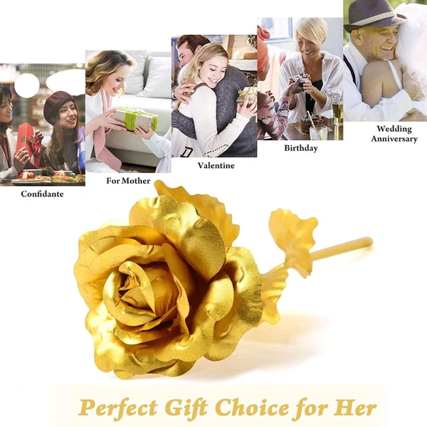 Luxury Decorative Gold Plated Artificial Golden Rose with Box