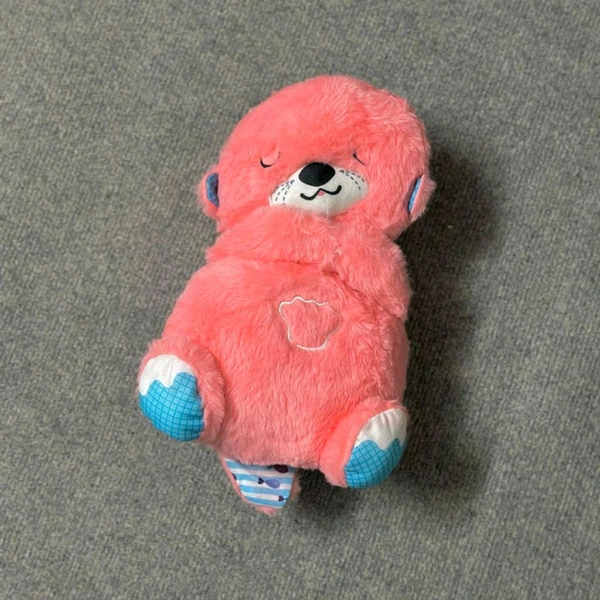 Portable Breathing Teddy Bear Soft Toy Plush Sound Machine, Baby Gift with Music, Lights & Breathing Motion Infant Toys for Newborns, Soft Breathing Stitch Teddy - Pink