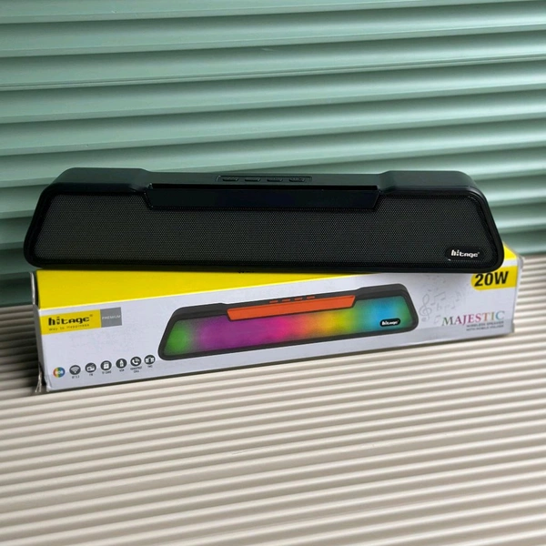 Hitage Majestic 20W Wireless Bluetooth Speaker with RGB Lights | TWS, USB, TF Card, BT 5.3 | 1800mAh Battery | 6H Playtime
