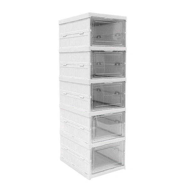 Multifunctional Storage, for Clothes Foldable Drawer Shelf Basket Utility Cart Rack Storage Organizer Cart for Kitchen, Pantry Closet, Bedroom, Bathroom, Laundry (5 Layer / 1 Pc)
