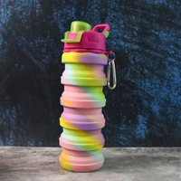 Colorful Collapsible Silicone Water Bottle with Carabiner Clip – Leak-Proof, Foldable, Travel-Friendly Design – Reusable BPA-Free Bottle