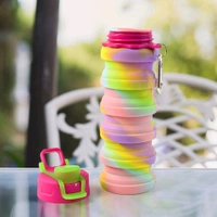 Colorful Collapsible Silicone Water Bottle with Carabiner Clip – Leak-Proof, Foldable, Travel-Friendly Design – Reusable BPA-Free Bottle