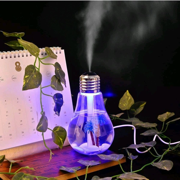 Air Freshener Bulb Humidifier With LED Night Light For Car Home And Office (Multi Color)