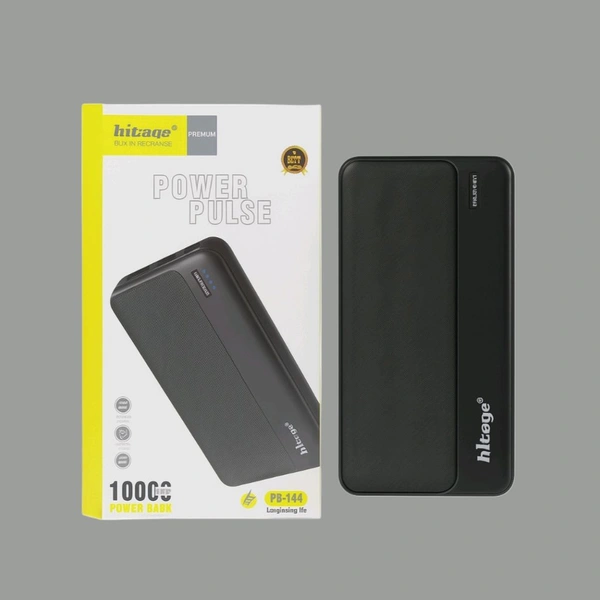 Hitage POWER PULSE 10000mAh Power Bank | Dual USB Output | Type-C + Micro Input | LED Indicator | Fast Charging | PB-144 Model - 3 Months Cybzone Warranty