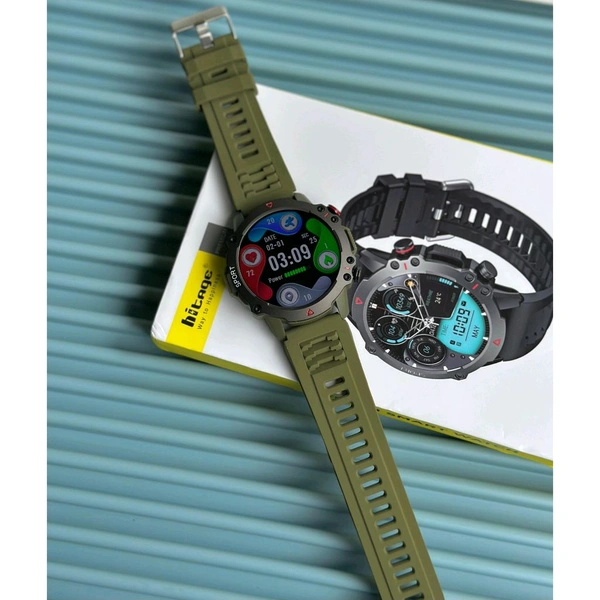 HITAGE SW-2852 Smartwatch | Always-On Display | Bluetooth Calling | Premium Metal Body | Fitness Tracker | Social Notifications - Green, 1 Month Cybzone Warranty