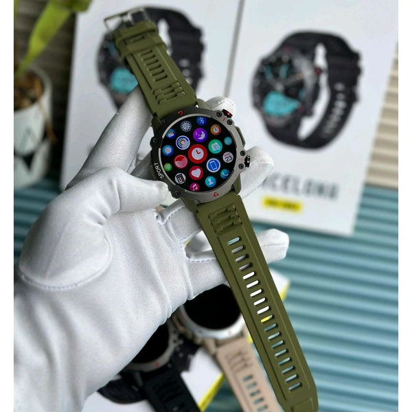 HITAGE SW-2852 Smartwatch | Always-On Display | Bluetooth Calling | Premium Metal Body | Fitness Tracker | Social Notifications - Green, 1 Month Cybzone Warranty