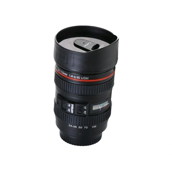 Camera Lens Plastic Coffee Mug with Lid camera cup, 350ml