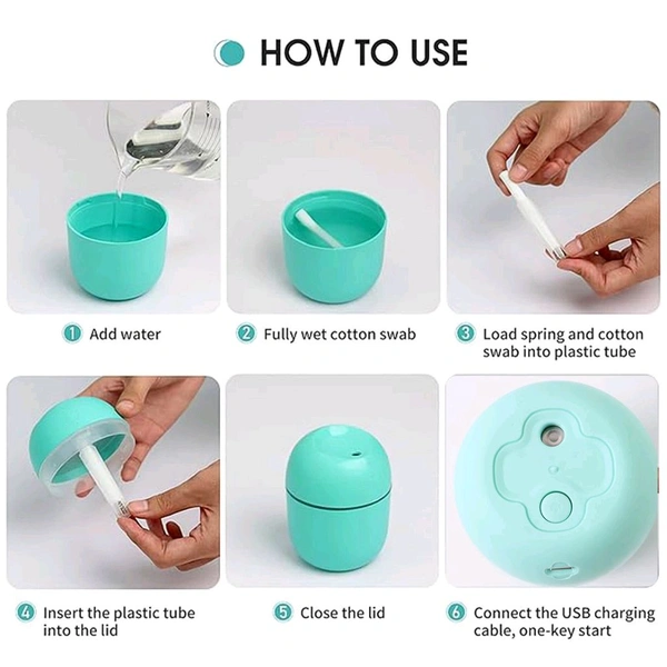 Portable Lighting Mini Humidifier, USB Personal Desktop Air Humidifier for Baby Bedroom Travel Office Home with Light, Cool Mist Humidifier, Essential Oil Diffusers, Cool Mist Humidifiers