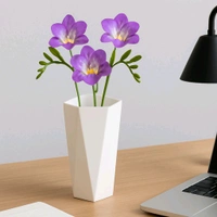 Modern Geometric Hexagon Plastic Flower Vase – Elegant White Tabletop Pot for Home & Office Decor – 1 Pc