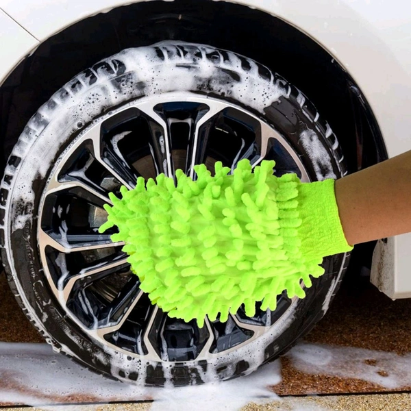 Microfiber Car Wash Glove Mitt – Soft Chenille Cleaning Glove for Car, Bike, Home & Glass Surface 1Pc