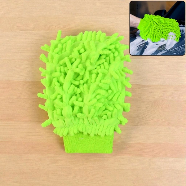 Microfiber Car Wash Glove Mitt – Soft Chenille Cleaning Glove for Car, Bike, Home & Glass Surface 1Pc