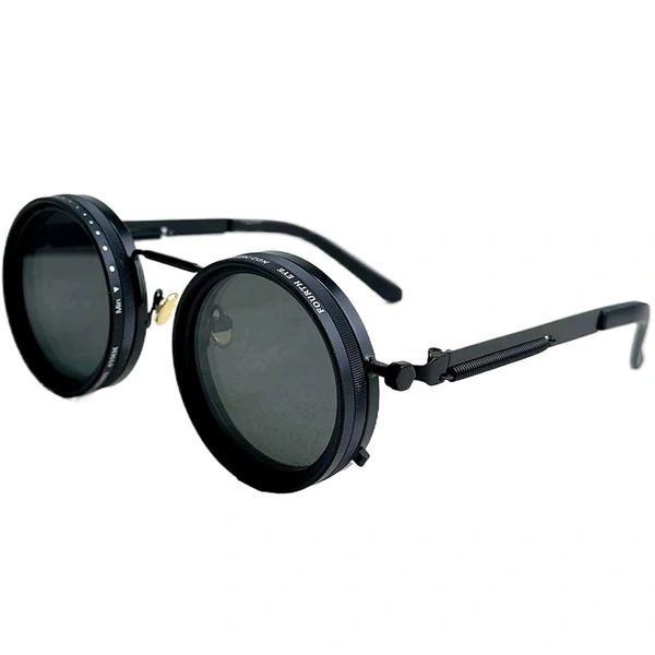 Adjustable Lens Sunglasses | Steampunk Style Retro Round Frame | 9-Level Brightness ND Filter for Day & Night Use