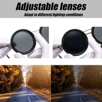 Adjustable Lens Sunglasses | Steampunk Style Retro Round Frame | 9-Level Brightness ND Filter for Day & Night Use