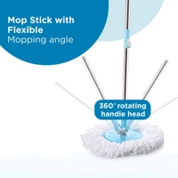Rapid Steel Spinner Bucket Mop 360 Degree Self Spin Wringing With 2 Absorbers For Home And Office Floor Cleaning Mops Set