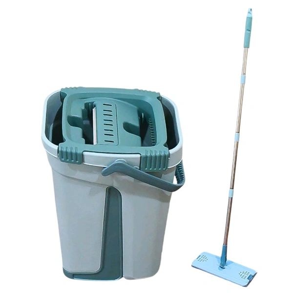 Rotatable 360° Flat Mop and Bucket System for Floor Cleaning with 1 Washable Microfiber Mop Pad