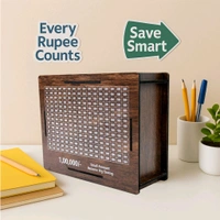 Wooden Money/Piggy Bank, Money Box, Coin Box with Carved Design for Kids/Children, Savings Challenge Box, Cash Vault Wooden Savings Box, Coin Piggy Bank, Money Save Box Smash
