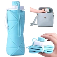 600ml Collapsible Silicone Water Bottle for Travel, Sports, Gym & Office | BPA-Free Foldable Leakproof Water Bottle with Wide Mouth & Strap | Portable, Lightweight & Reusable Drinking Bottle
