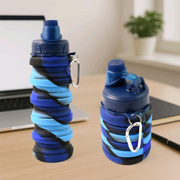 Foldable Water Bottle, Silicone Leak Proof Portable Sports Travel Water Bottle for Outdoor, Gym, Hiking (1 Pc / 24 cm Foldable / 500 ML)