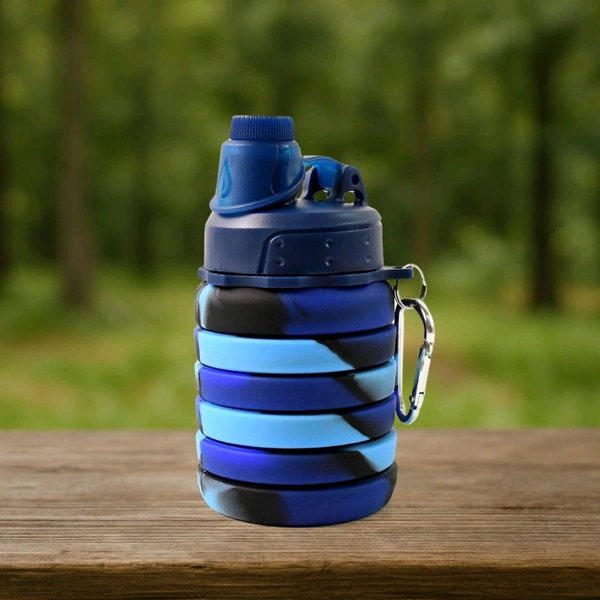Foldable Water Bottle, Silicone Leak Proof Portable Sports Travel Water Bottle for Outdoor, Gym, Hiking (1 Pc / 24 cm Foldable / 500 ML)