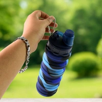 Foldable Water Bottle, Silicone Leak Proof Portable Sports Travel Water Bottle for Outdoor, Gym, Hiking (1 Pc / 24 cm Foldable / 500 ML)