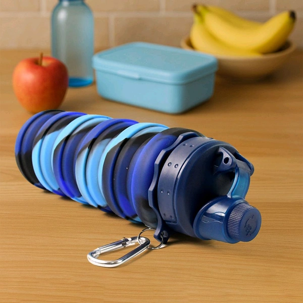 Foldable Water Bottle, Silicone Leak Proof Portable Sports Travel Water Bottle for Outdoor, Gym, Hiking (1 Pc / 24 cm Foldable / 500 ML)