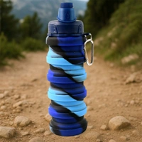 Foldable Water Bottle, Silicone Leak Proof Portable Sports Travel Water Bottle for Outdoor, Gym, Hiking (1 Pc / 24 cm Foldable / 500 ML)