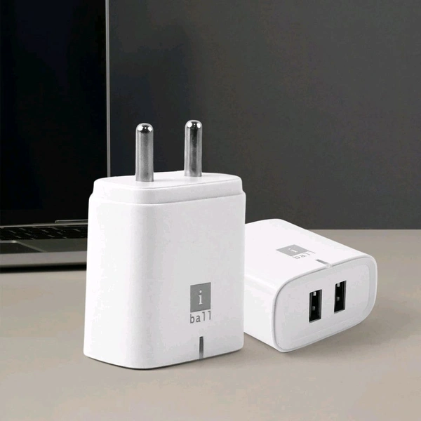 iBall Dual USB Wall Charger 5V/3.1A – High-Speed Dual Port Fast Charging Adapter for Smartphones, Tablets & USB Devices – Compact Travel-Friendly Power Adapter (1 Pc)