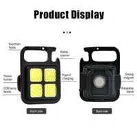 4 Led Mini Keychain Light, 3 Lighting Modes Flashlight, Collapsible Stand and Magnetic Base Bottle Opener for Camping, Walking, and Other Outdoor Activity Lighting (1 Pc)