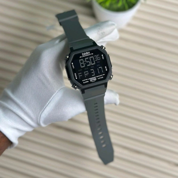 DASH Tactical Style Digital Watch for Men – Rugged Design, Premium Look, All-Day Comfort - Gray