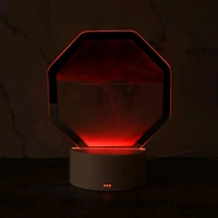 LED Moving Sand Art Table Lamp with Color-Changing Light, USB Rechargeable & Battery Operated Desktop Sandscape Decoration with Syringe Refill