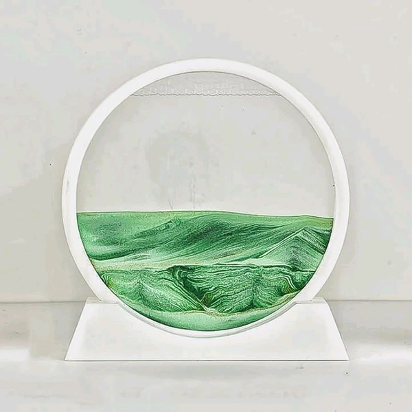 Moving Sand Art Picture Decor, 3D Deep Sea Sandscape Liquid Motion Flowing SandPainting, Sand Relaxation Frame Art, Round Glass Crafts Moving Sand Desktop Art Decor Toys