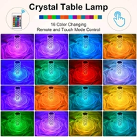 Crystal Touch Night Light (16 Colours) - Rose Diamond Table Lamp with Remote Control, USB Table Lamp, Romantic Date Lighting Decor for Festival, Bedroom, Dining Room