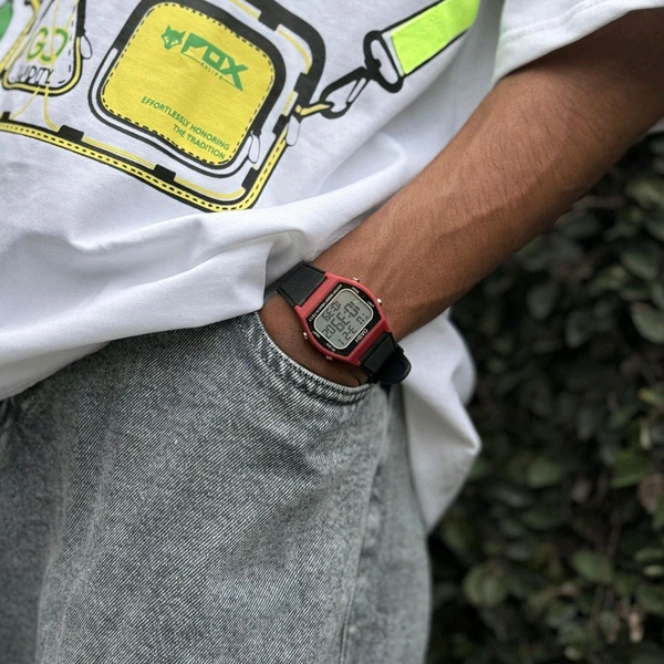 DASH Tactical Style Digital Watch for Men – Rugged Design, Premium Look, All-Day Comfort - Red