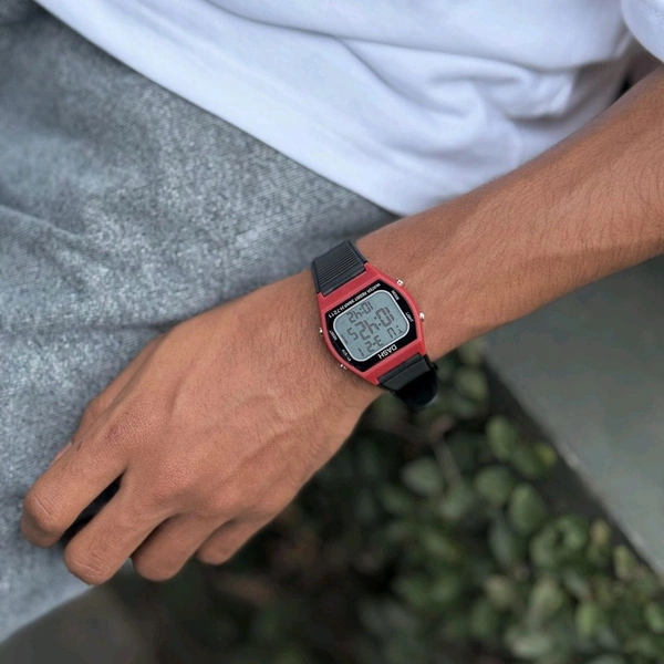DASH Tactical Style Digital Watch for Men – Rugged Design, Premium Look, All-Day Comfort - Red