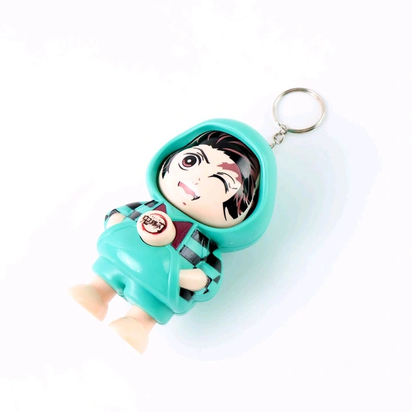 Cartoon Character Design Cute Action Figure Keychain – Cartoon-Inspired PVC Miniature Toy Keyring with Mixed Facial Expressions and Hooded Outfit